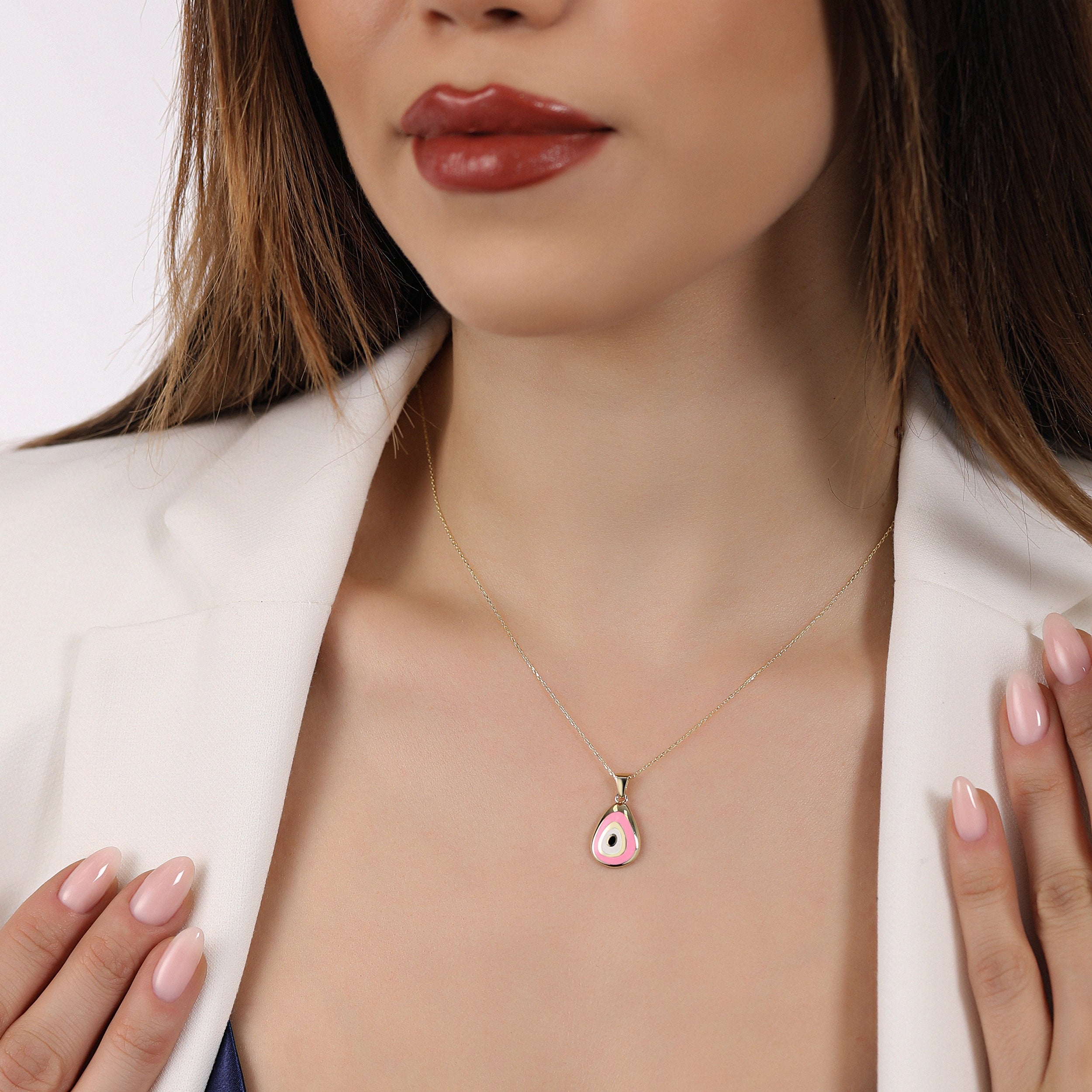 Blush X Gold Evil Eye Pendant