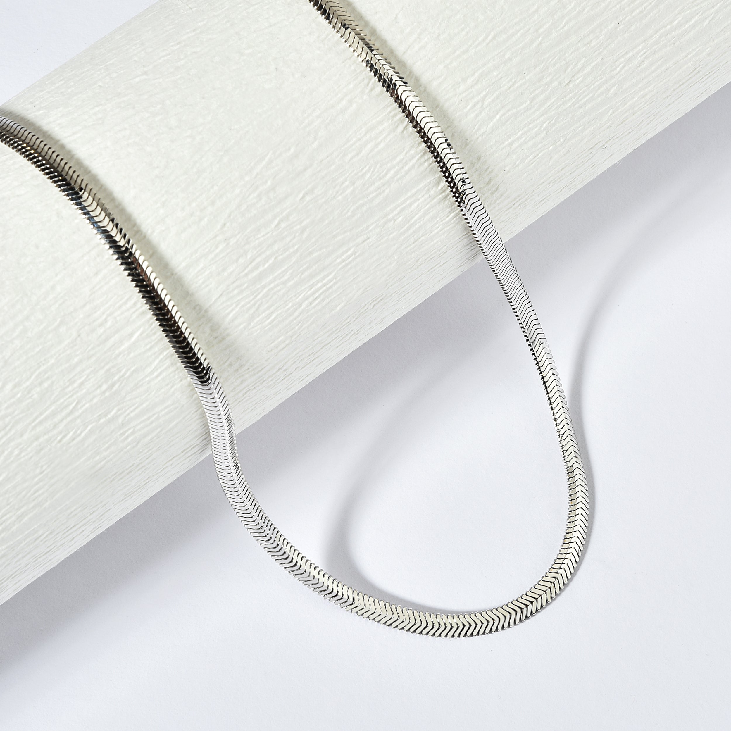 White Gold Italian Herringbone Chain